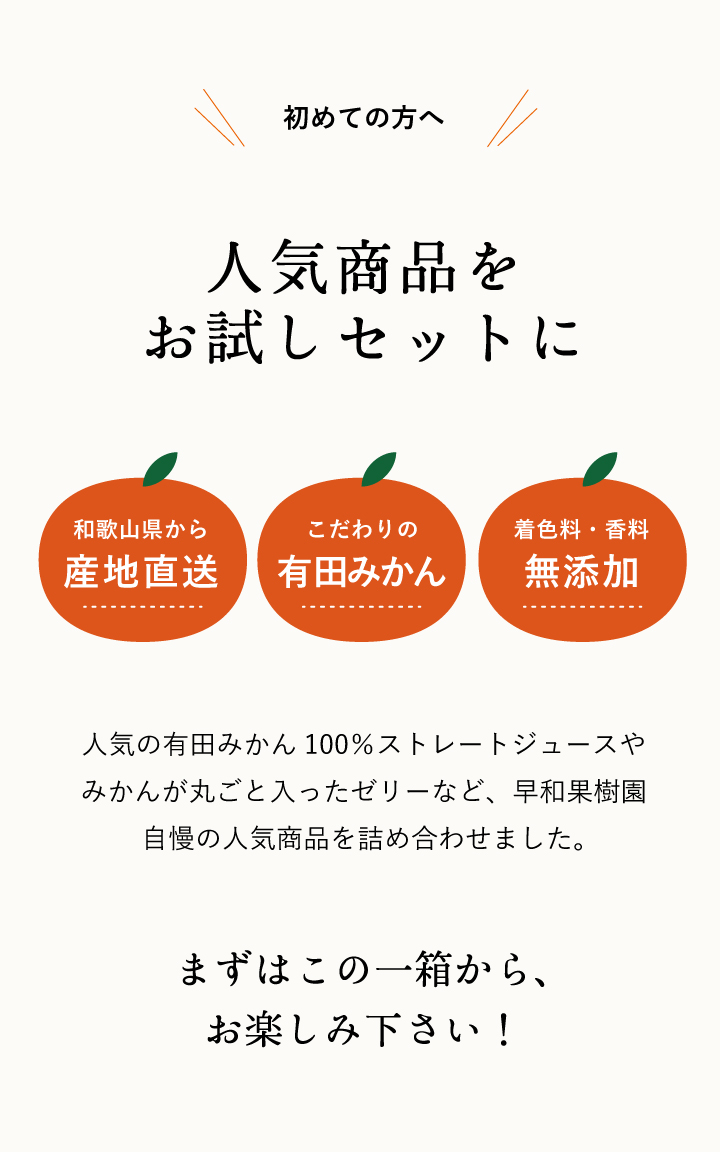 人気商品をお試しセットに